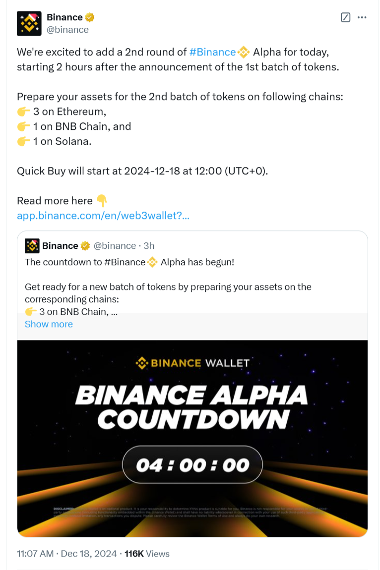 Binance via X